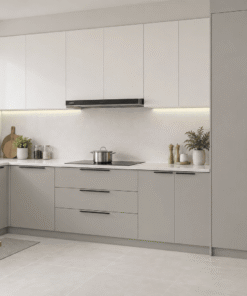 Tủ bếp chữ L greige hiện đại PLW-1129 Thành Nam